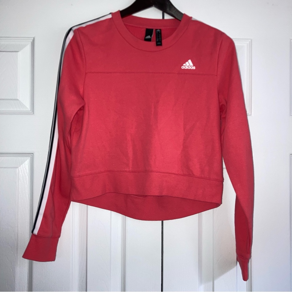 ADIDAS Salmon Pink Long Sleeve Semi Cropped Lightweight Sweater XS
